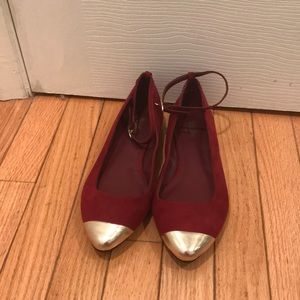 Maroon suede flats
